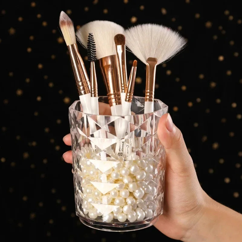 Acrylic Makeup Brush Holder & Desktop Cosmetic Storage Box