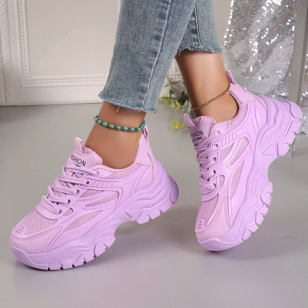 Women's Chunky Platform Sneakers – Lightweight Fashion Tennis Shoes
