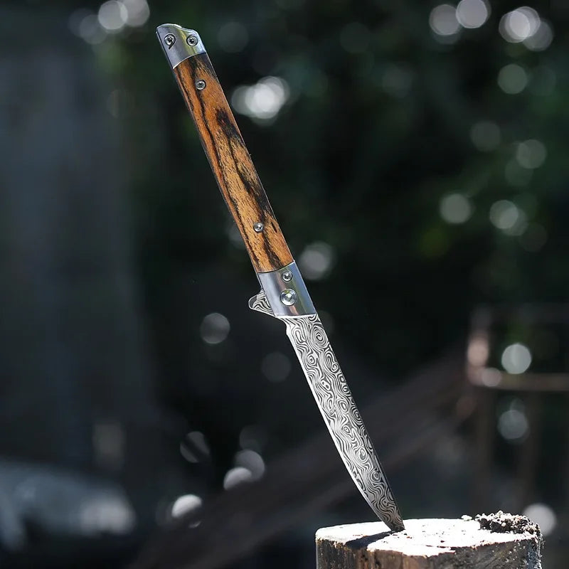 Stainless Steel Paring Knife – Sharp Laser Blade & Wood Handle