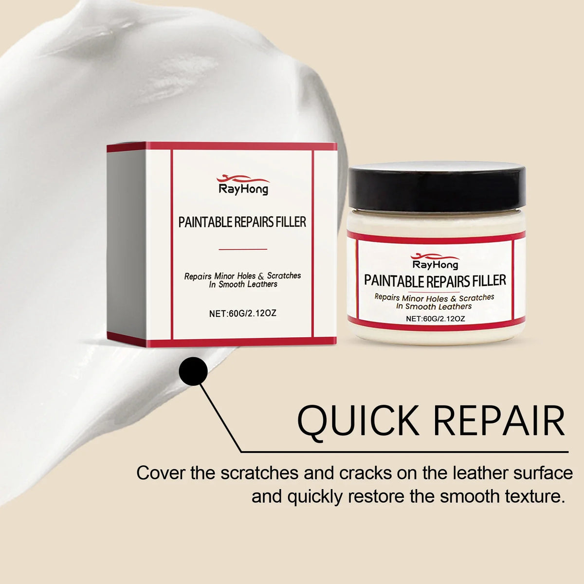 Rayhong 60ml Leather Repair Paste – Car Seat & Sofa Filler