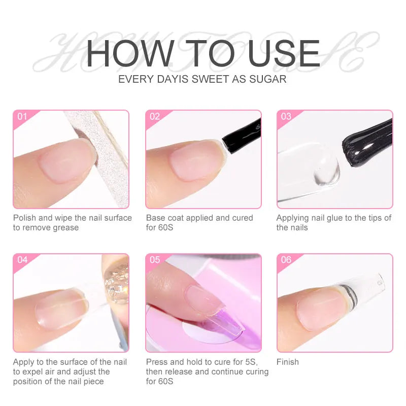 LIMEGIRL Nail Tips Glue Gel Uv False Polish Manicure Hybrid Gellac
