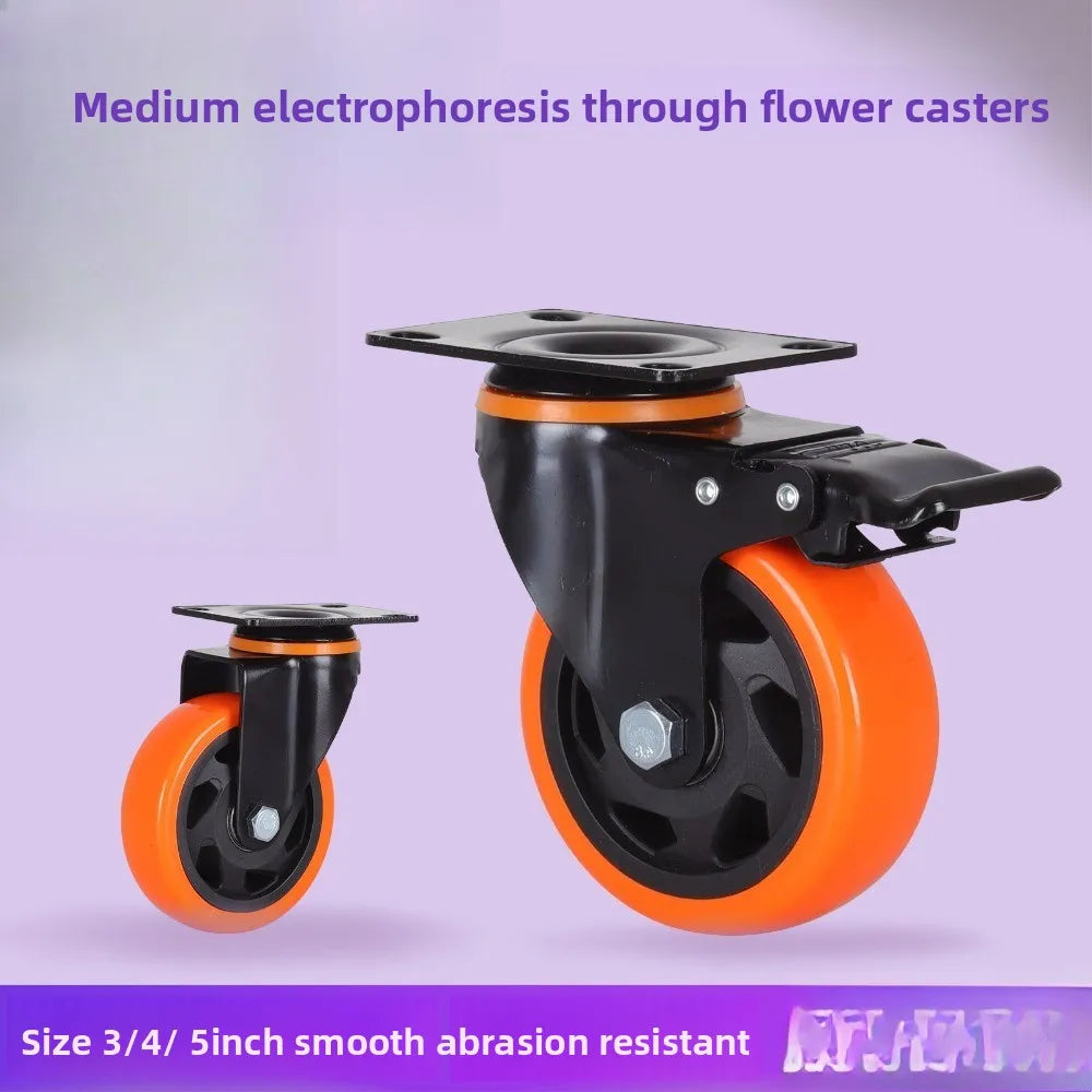 3–5" PVC Swivel Plate Caster Wheels with A/B Lock | Non-Marking
