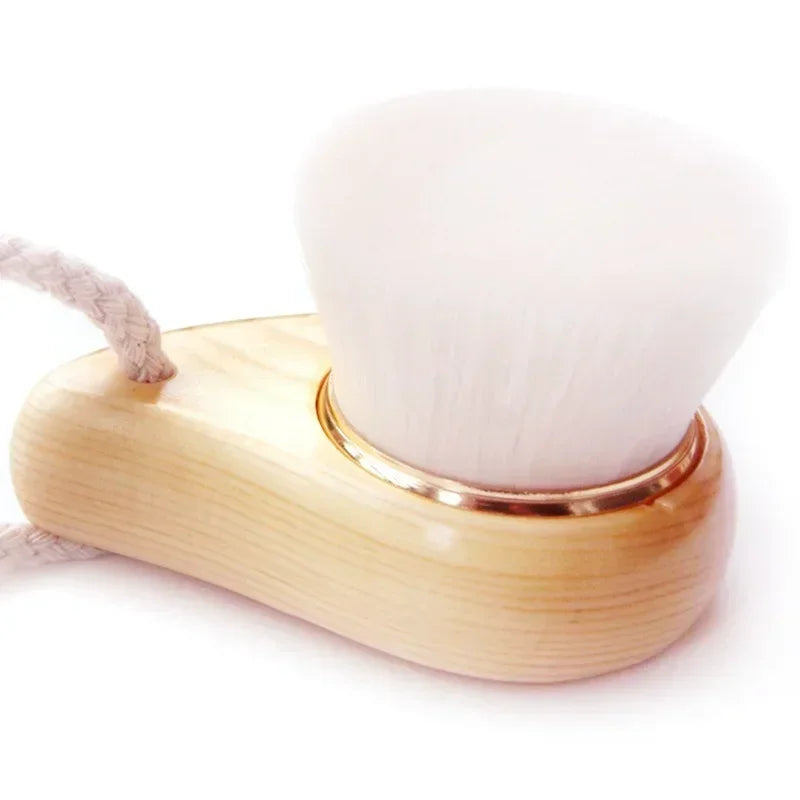 Soft Fiber Facial Cleansing Brush | Wooden Handle Face Brush
