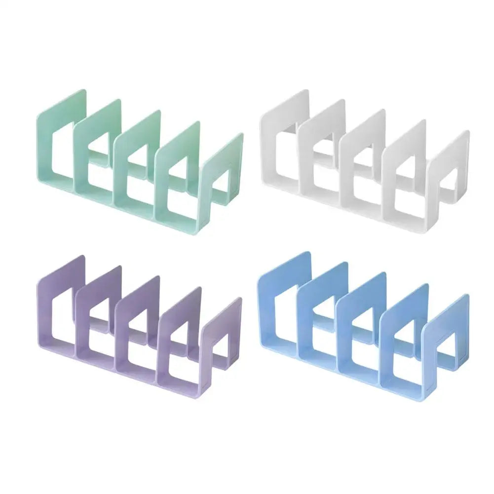 4-Compartment Plastic Book Stand & Desktop File Organizer