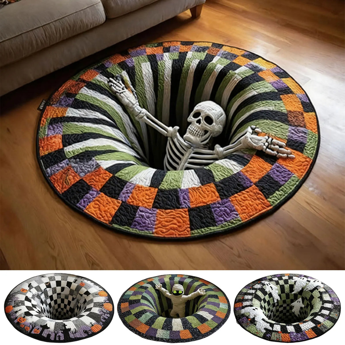 Halloween Optical Illusion Rug | Non-Slip Vortex Floor Mat