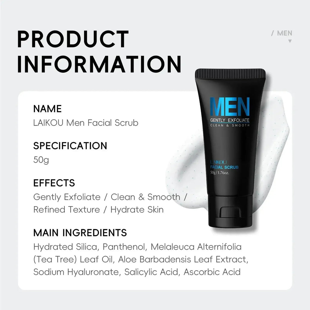 LAIKOU Men 2-in-1 Facial Scrub & Cleanser – 50g Exfoliator