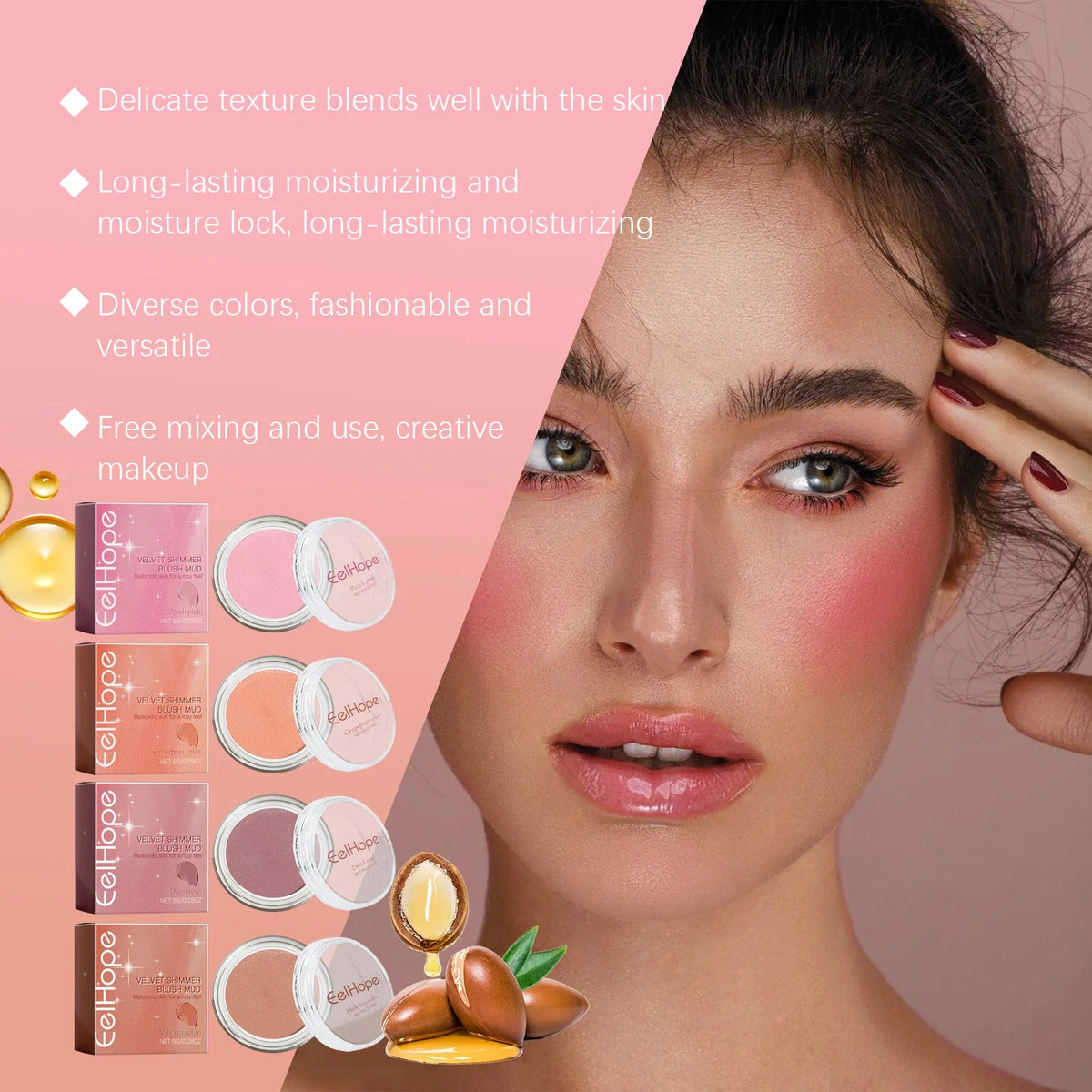 EELHOPE Velvet Shimmer Blush Mud – Cream Cheek Color Makeup