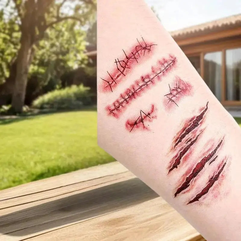 20 Sheets 3D Fake Scar Tattoos – Halloween Cosplay Body Stickers
