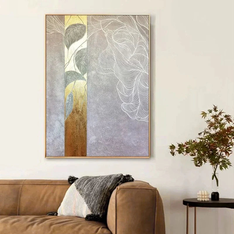 Abstract Hand-Painted Oil Painting on Canvas | Gold Wall Art