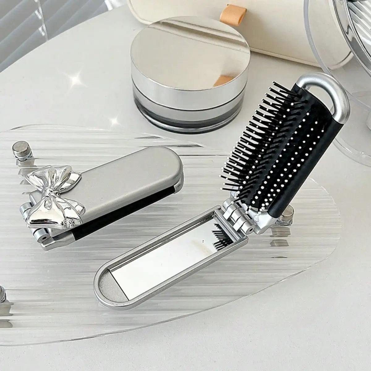 Portable Air Cushion Comb with Makeup Mirror | Travel Brush