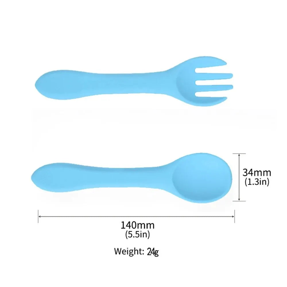 Silicone Baby Spoon & Fork Set | BPA-Free Toddler Flatware