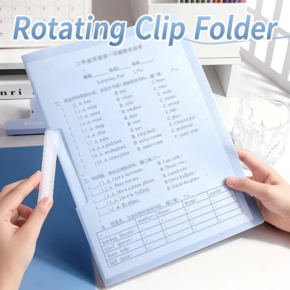 5 Rotating Pull Rod Clip A4 Transparent Insert Folder Side Opening