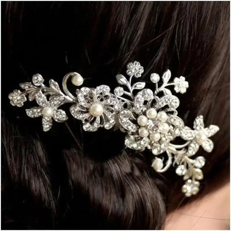 Rhinestone Bridal Hair Comb Alloy Crystalpearl Tiaras Crystal