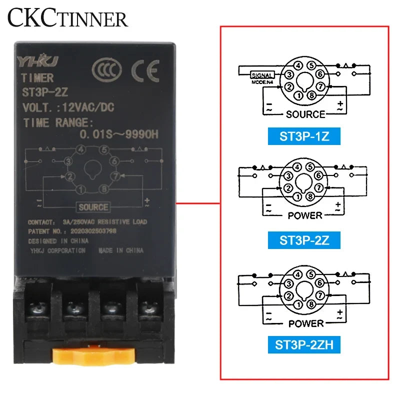 LCD Digital Programmable Time Relay ST3P 12V/24V/220V + Socket