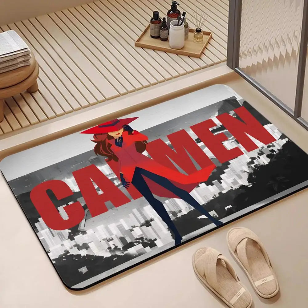 Anime Carmen Sandiego Diatomite Bath Mat | Quick Dry Anti-Slip