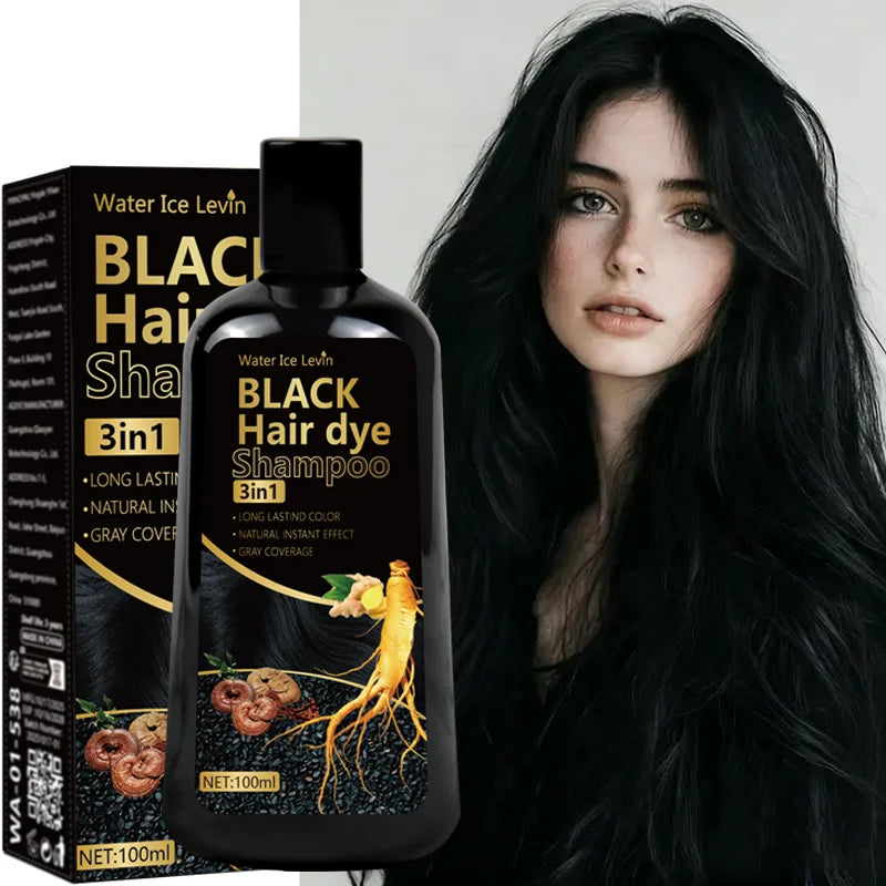 Black Hair Dye Shampoo 3-in-1 – Ginger, Biotin & Gray Coverage