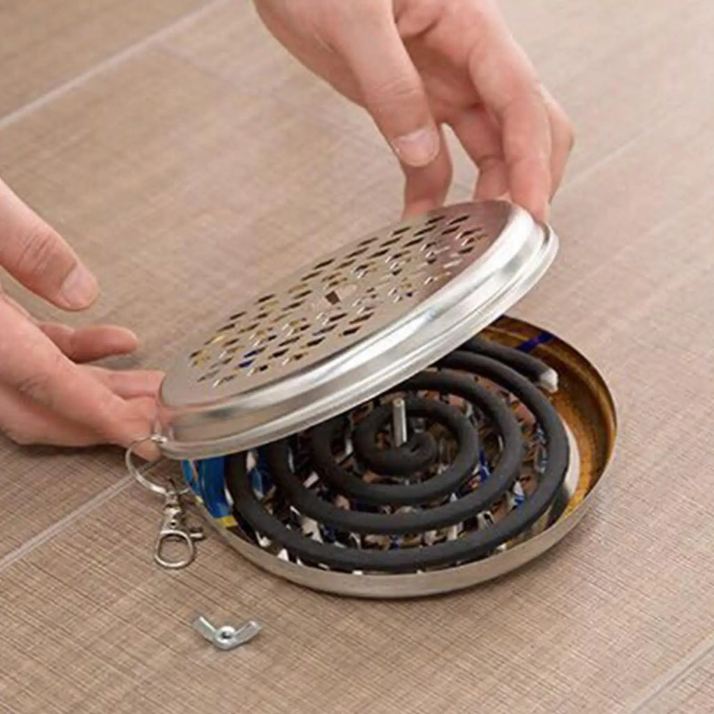Portable Spiral Incense Coil Holder with Cover & Hook