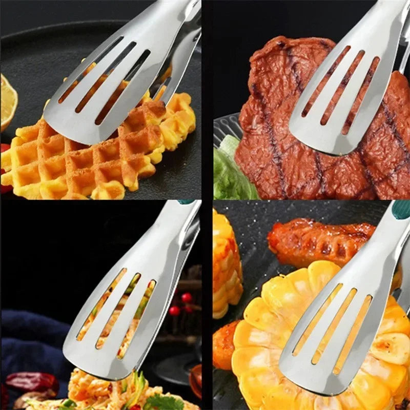 Stainless Steel BBQ Grill Tongs | Non-Slip Kitchen Utensil