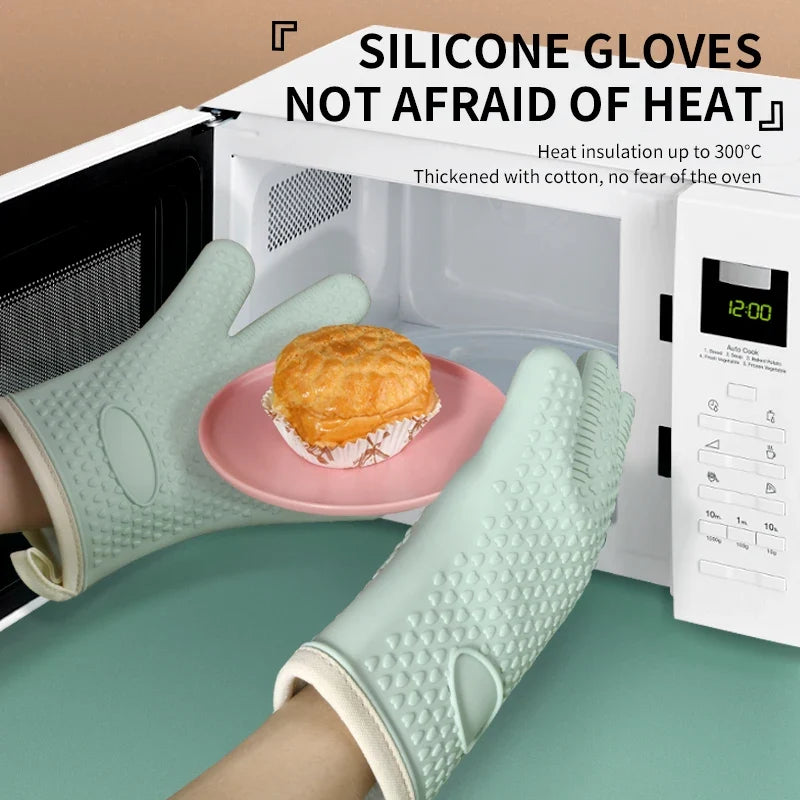 Heat-Resistant Silicone Oven & BBQ Gloves – Non-Slip Kitchen