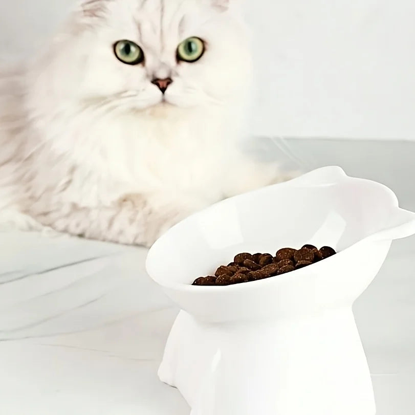 15° Tilted Cat Bowl – Anti-Vomit Pet Food & Water Station