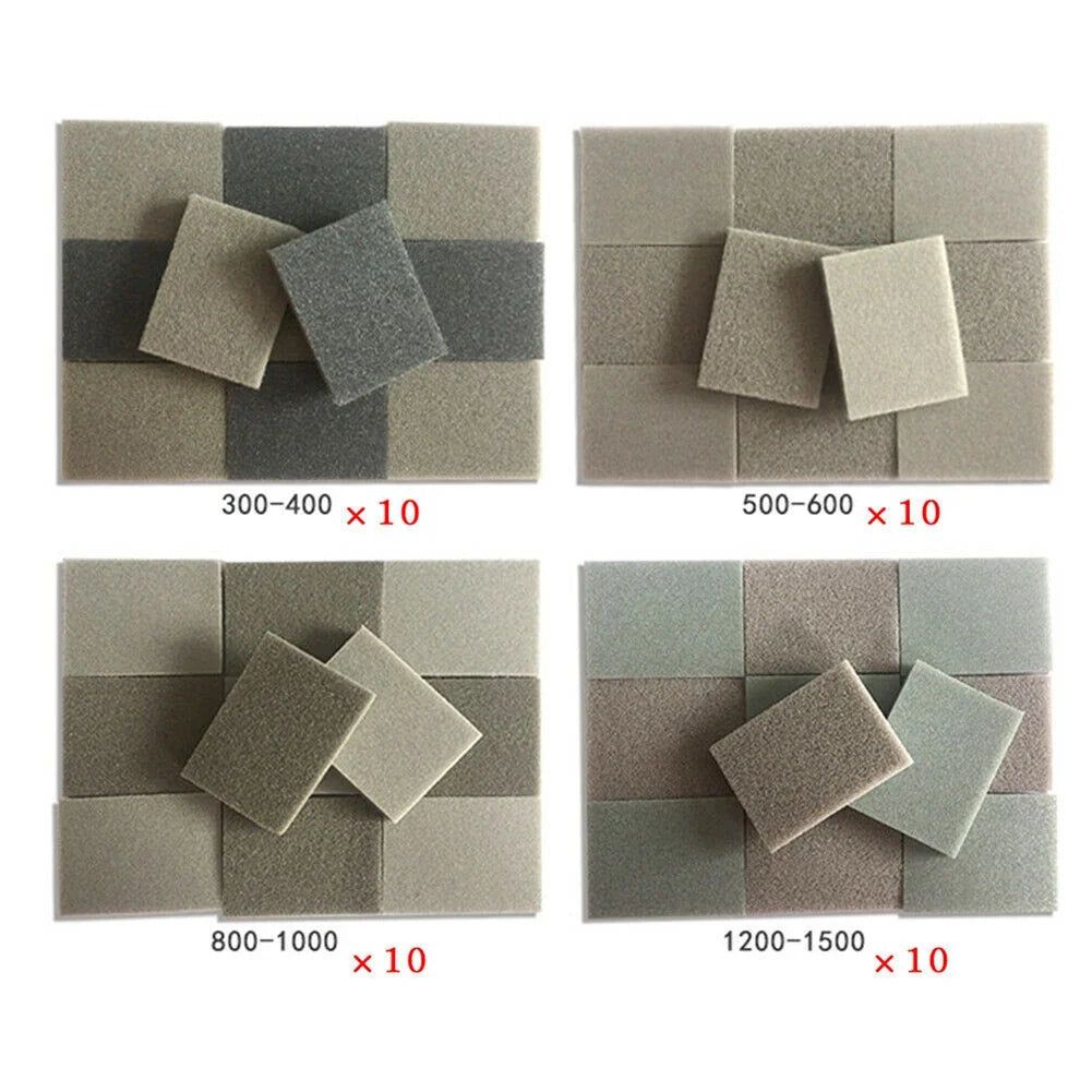 10 Sponge Sanding Block Wet Dry Bodywork Fine Coarse Grit Sandpaper