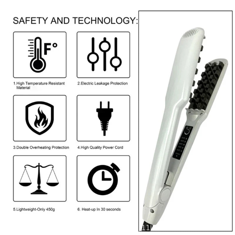 2-in-1 Ceramic Crimping & Volumizing Hair Straightener Iron