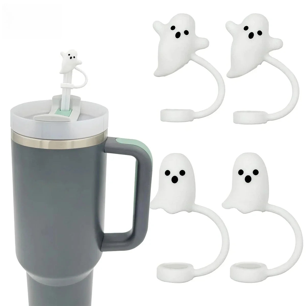 Cute Ghost Straw Covers Cap Compatible Stanley Cup 30 Reusable