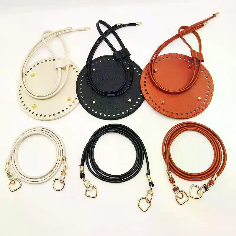 PU Leather Bucket Bag Base DIY Kit – Strap & Drawstring Set