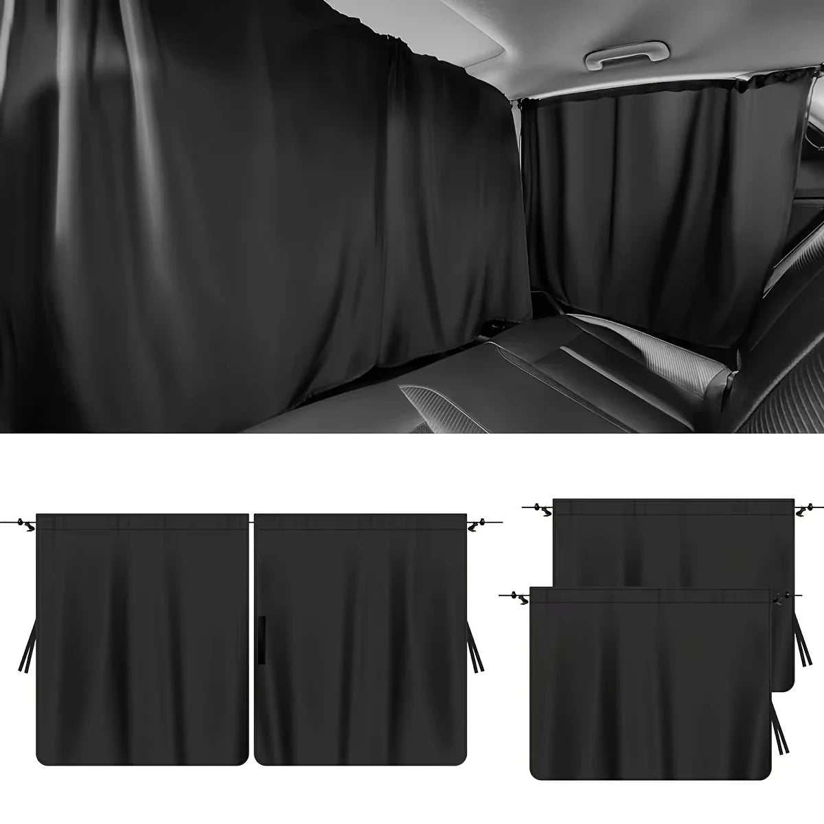 Car Privacy Curtains – Blackout Rear Seat Divider for Travel