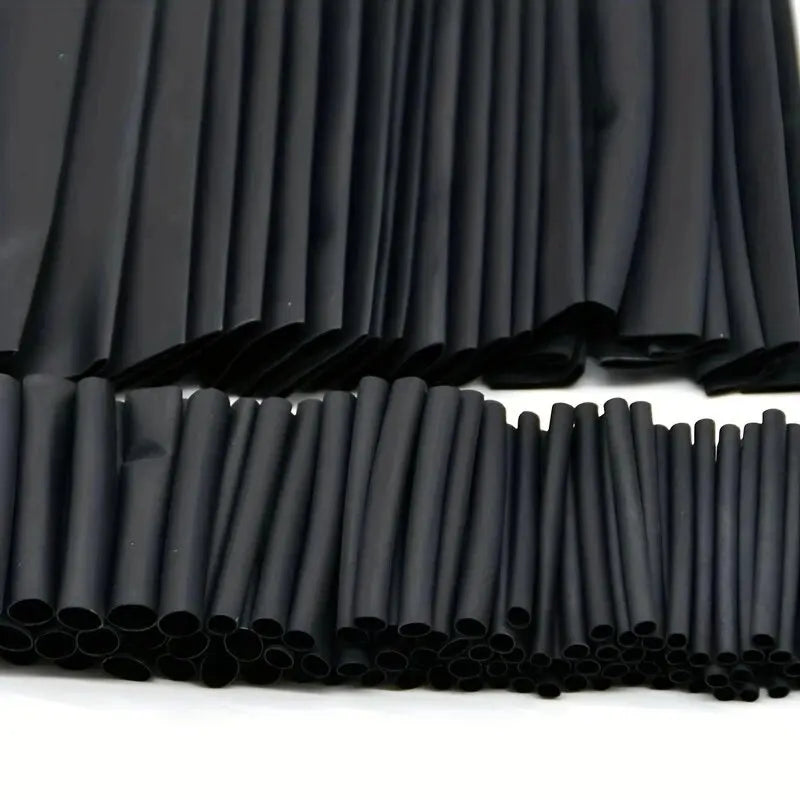 127-Piece Black Heat Shrink Tubing Set | 7 Sizes Polyolefin