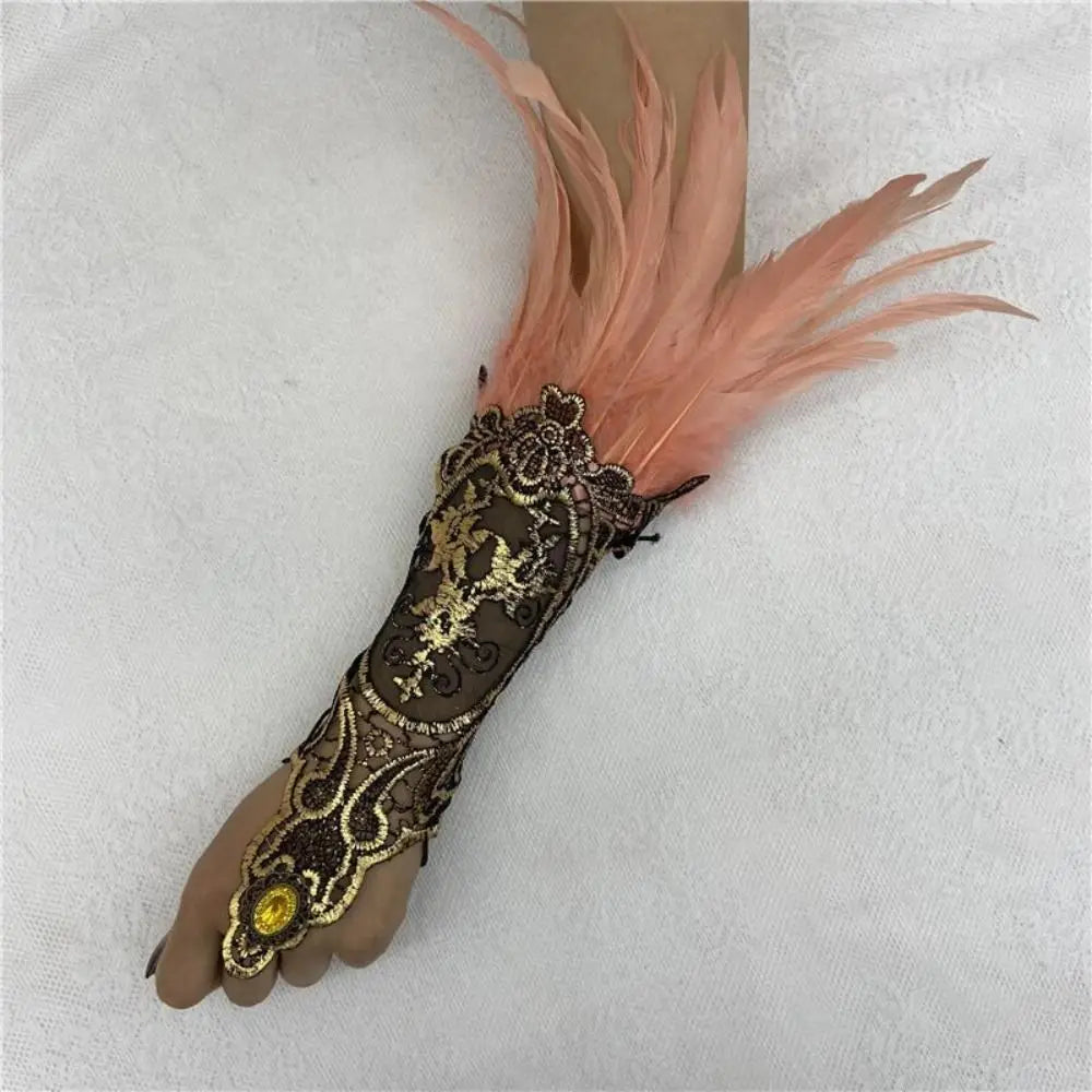 Women's Feather Lace Cuffs – Vintage Gothic Halloween Wristband