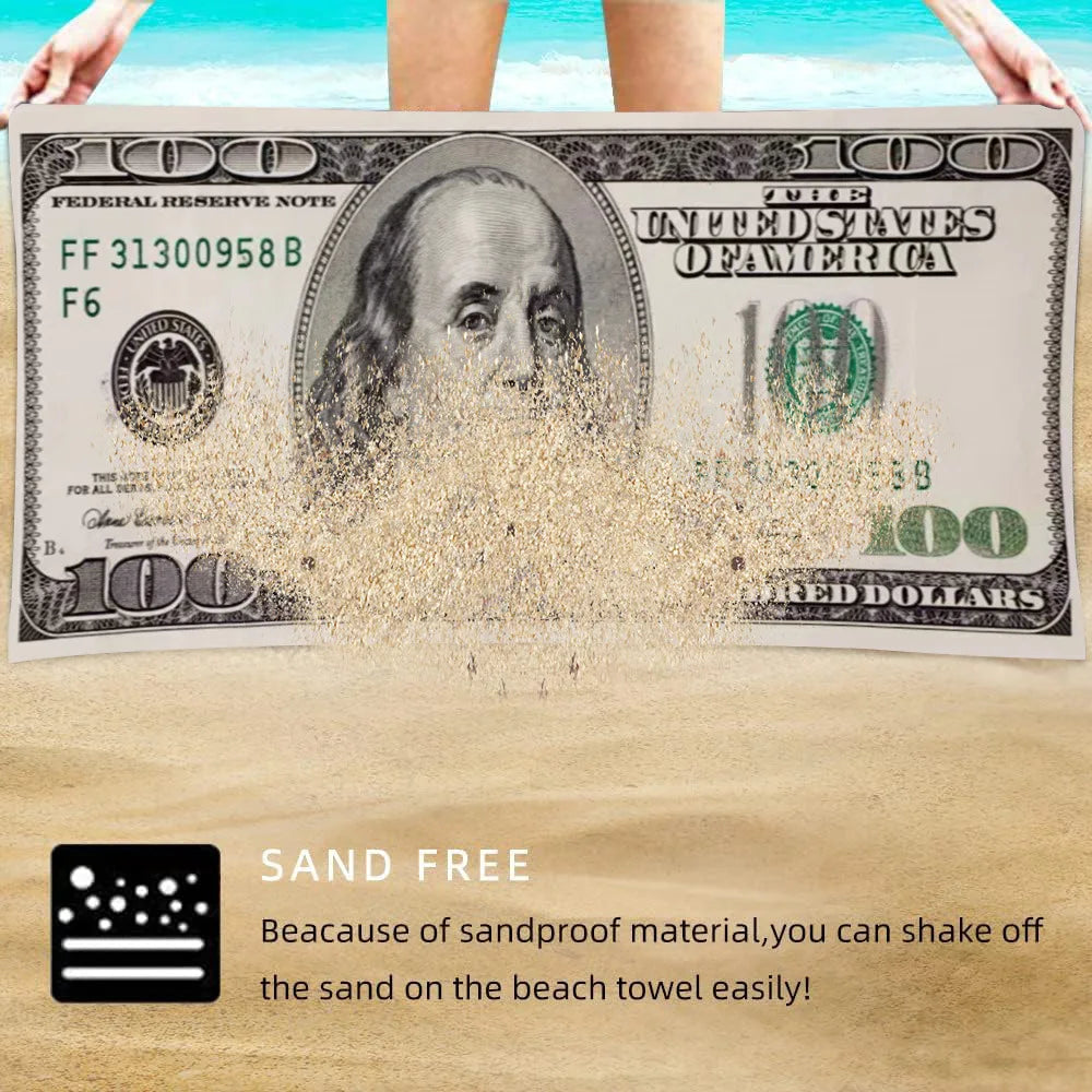 Dollar Print Microfiber Beach Towel – Quick Dry 70×140cm