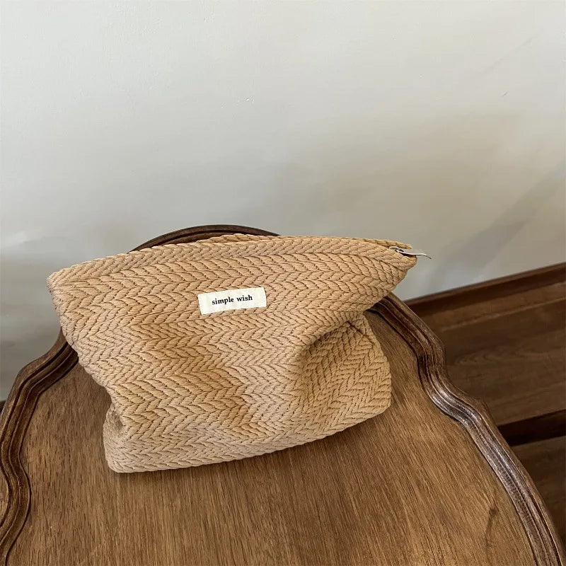 Portable Handwoven Cotton Makeup Bag Artistic Crochet Cosmetic Pouch