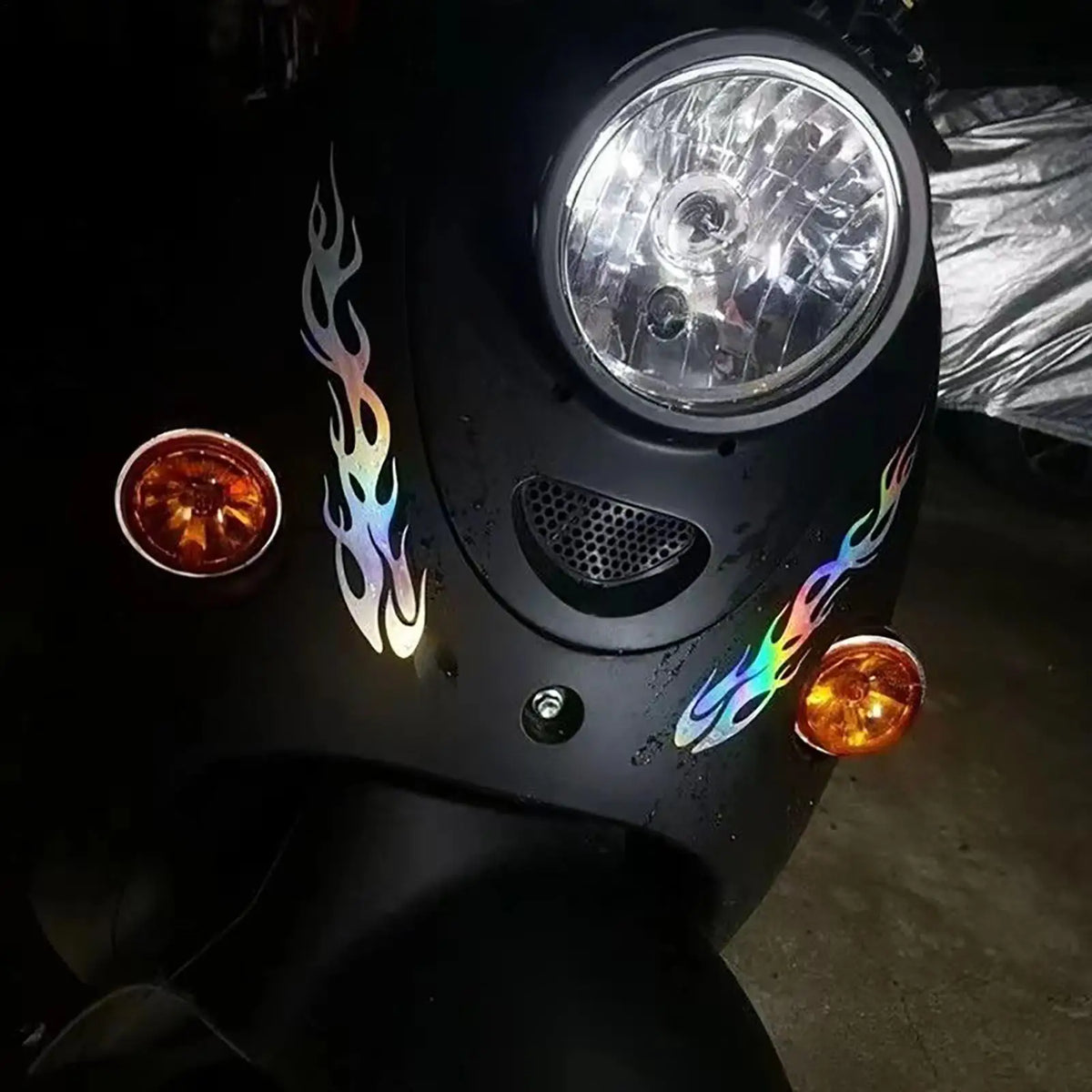 Reflective Flame Motorcycle Stickers – Waterproof PVC Decals