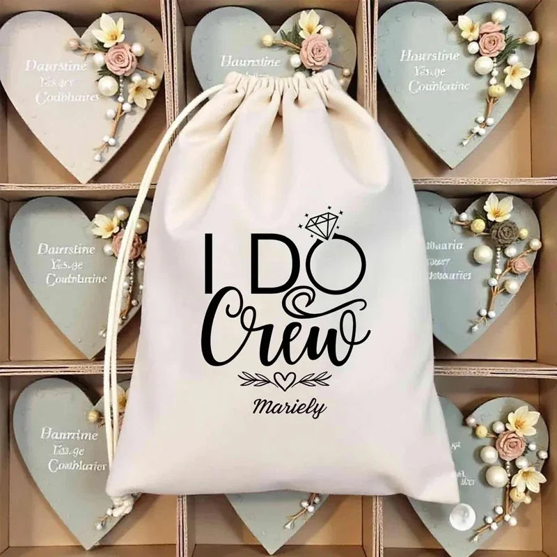 5-Pack Personalized "I Do Crew" Drawstring Bags | Bachelorette Party