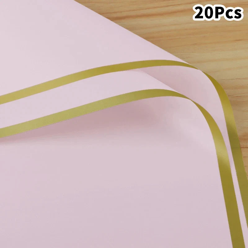 20-Pack Colorful Flower Wrappers Gold Edge | Waterproof Bouquet Wrap
