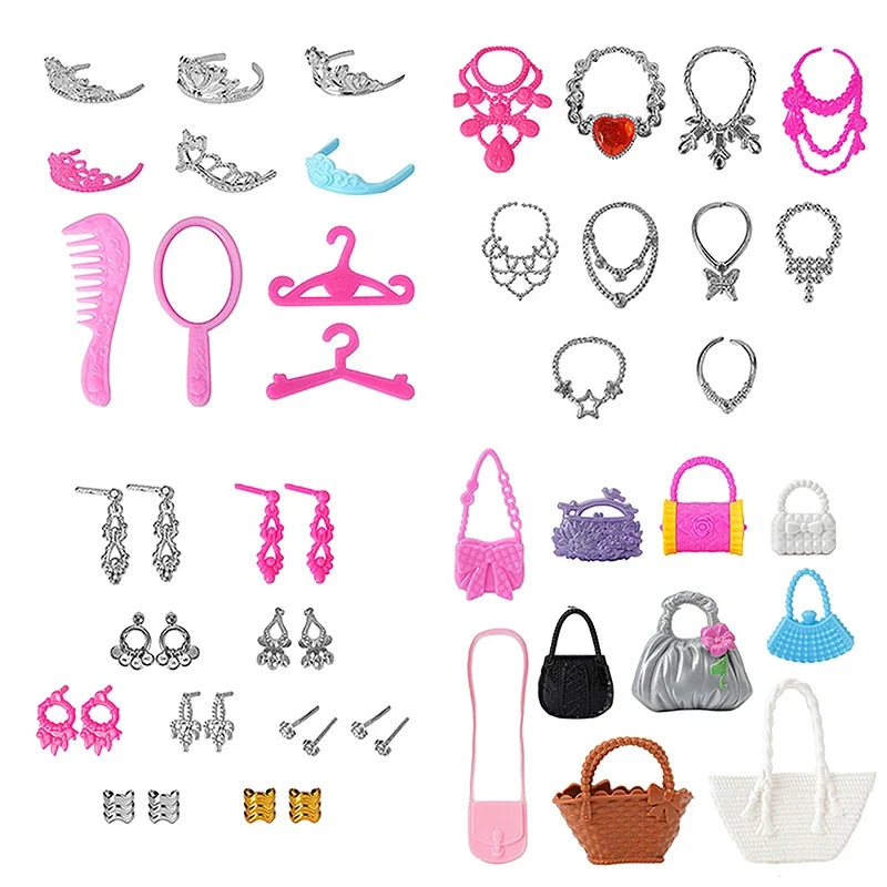 20Pcs Dollhouse Jewelry – Earrings, Bracelets & Crown for 1/6 Dolls
