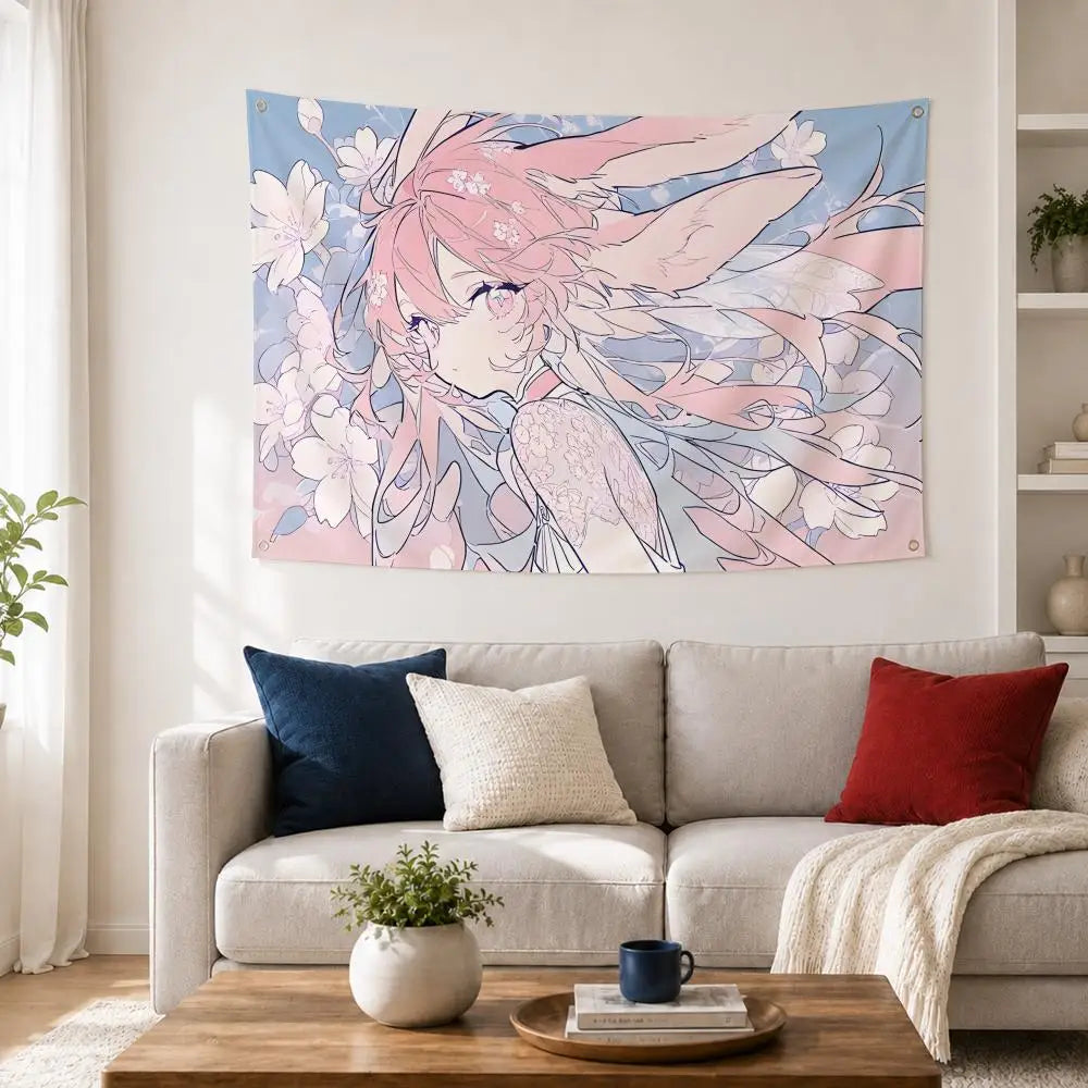 Anime Angel Girls Kawaii Wall Flag – 6 Sizes | Indoor & Outdoor