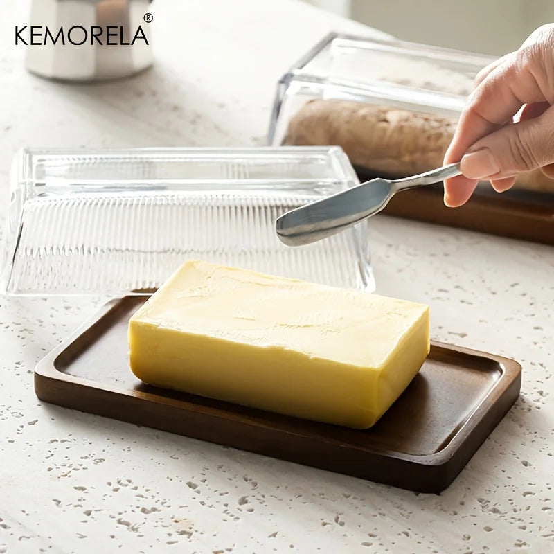 Wooden Cheese Tray with Glass Cover | Butter & Dessert Board