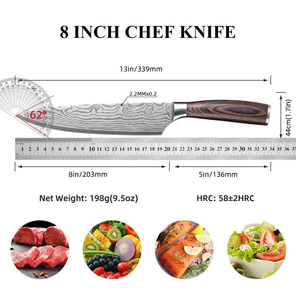 Sunnecko Chef's Knife 8" & 5.5" High Carbon Stainless Steel