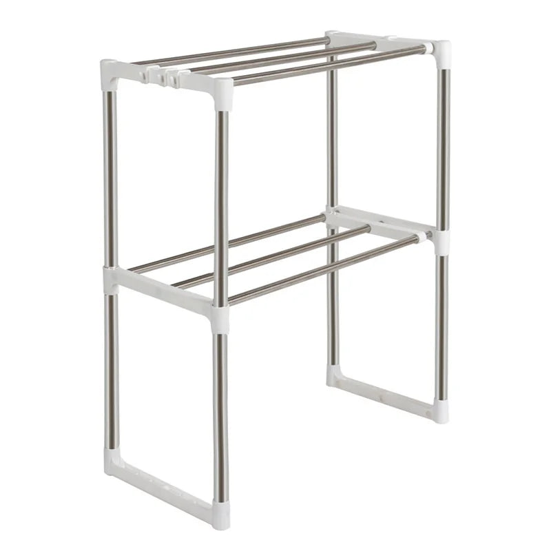 Adjustable Double-Tier Microwave Kitchen Shelf Storage Rack