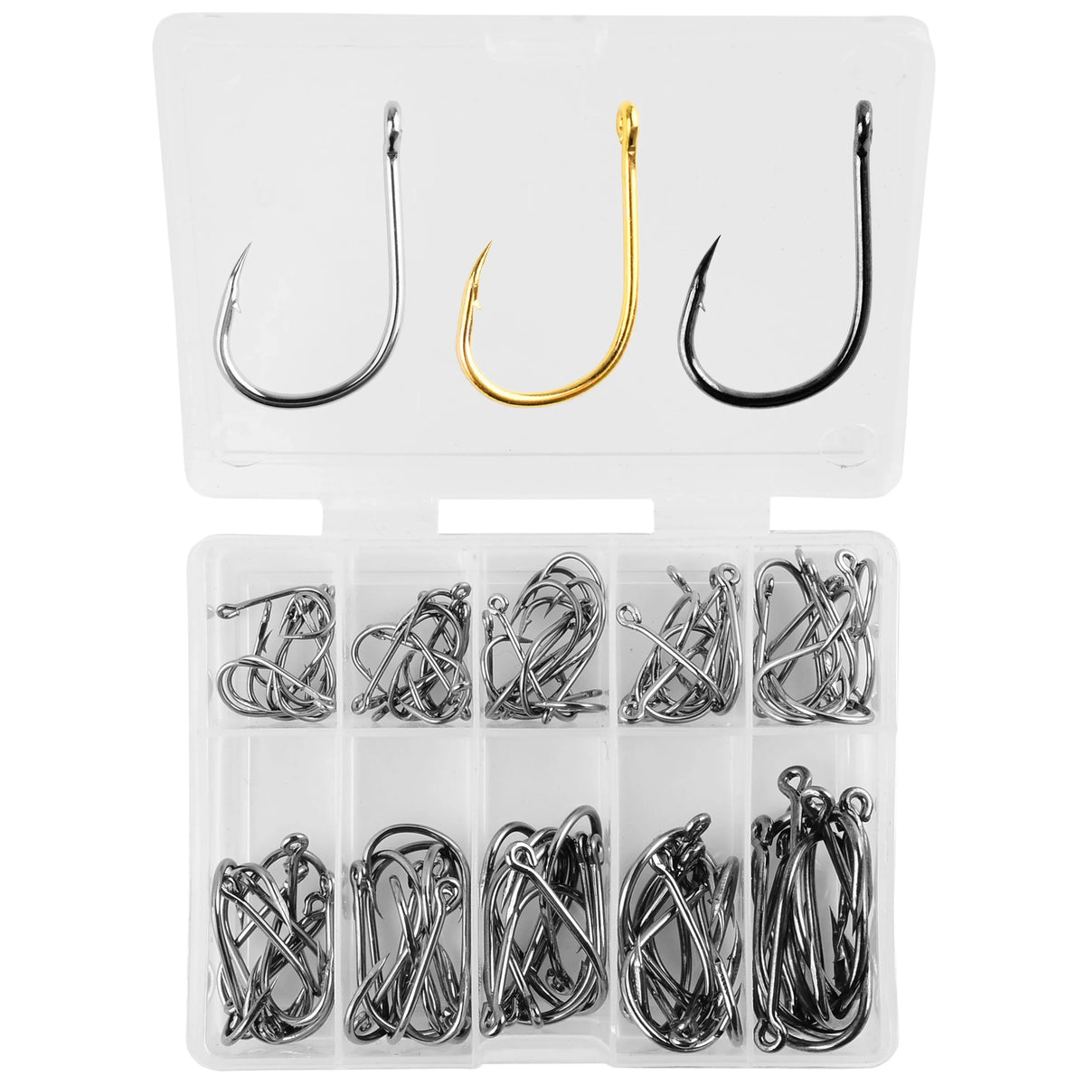 100 Pcs Barbed Fishing Hooks – Carbon Steel Carp & Sea Tackle
