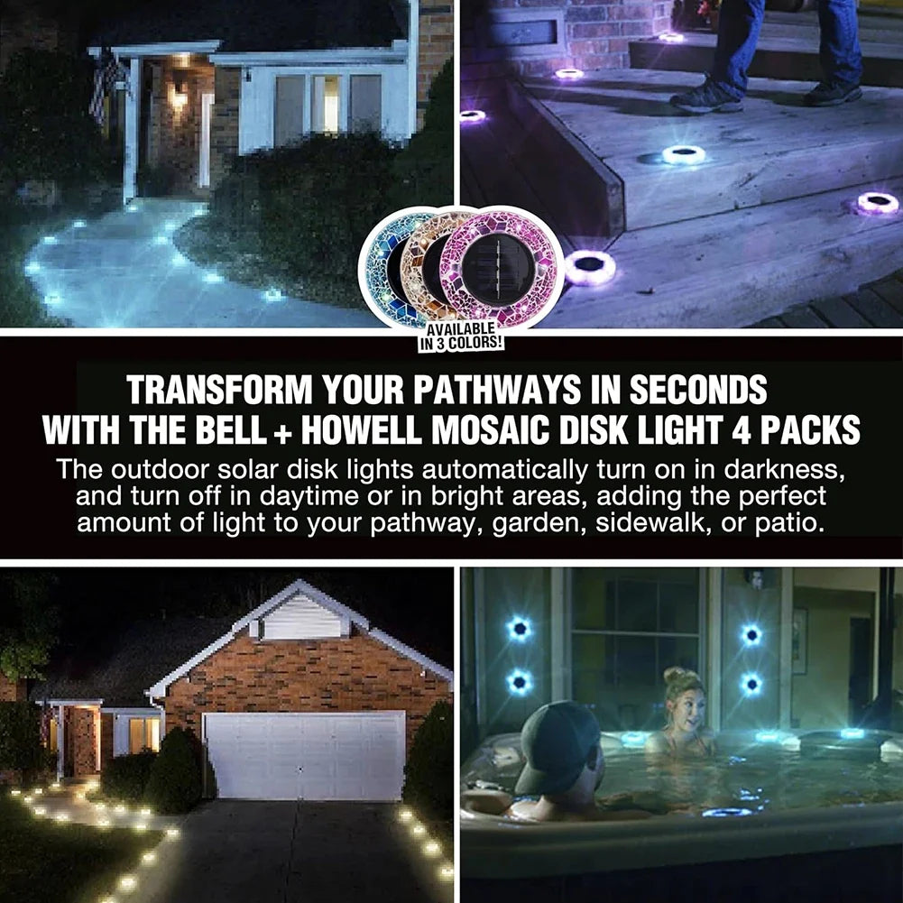 Solar Mosaic Disk Lights – LED In-Ground Garden Stake Lights 12pc
