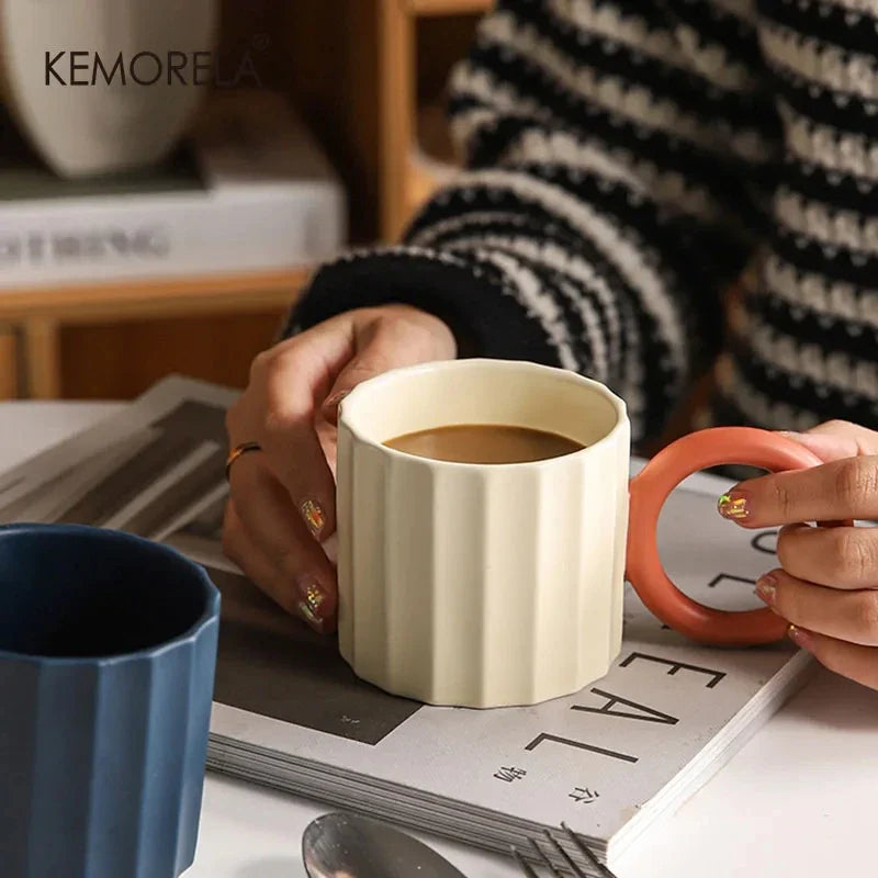 KEMORELA Nordic Ceramic Coffee Mug – Microwave Safe Gift