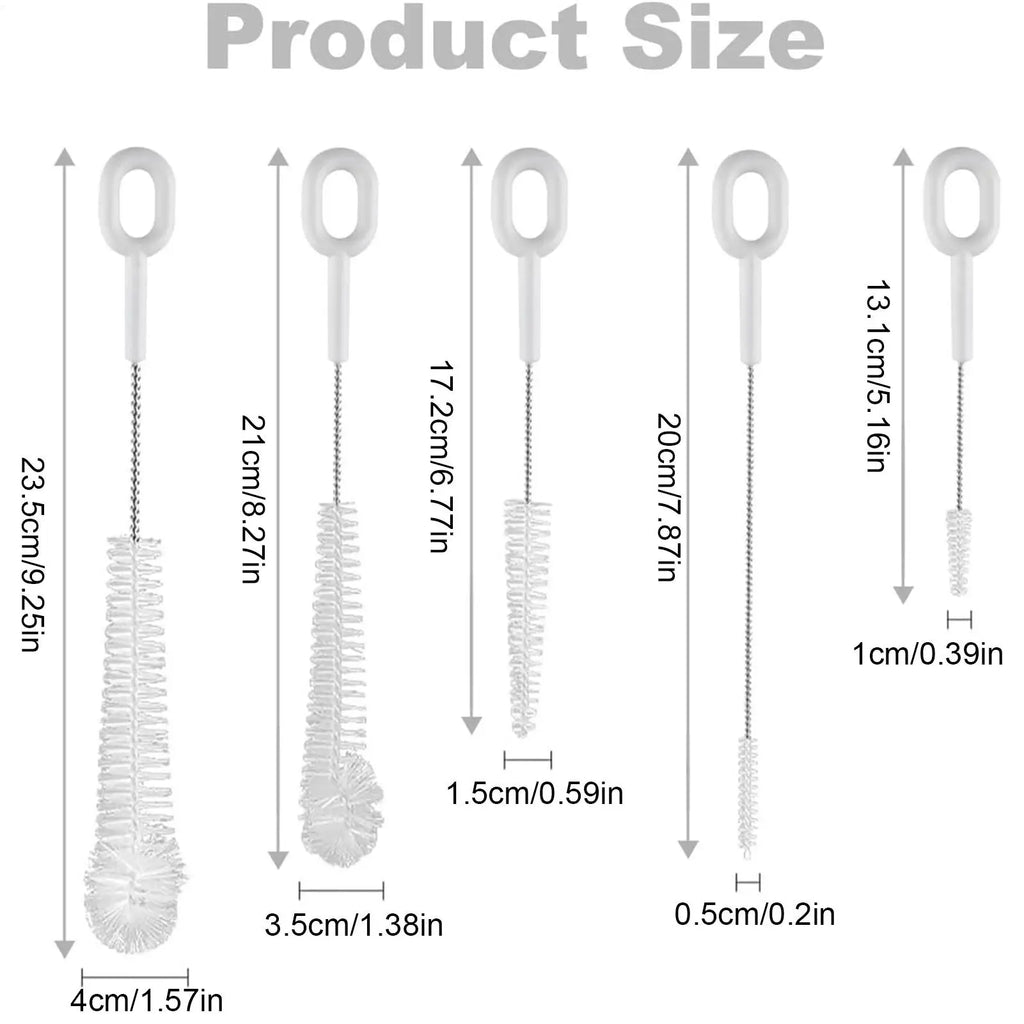 5-Piece Bottle Brush Cleaning Kit – Cup, Wine & Milk Bottle