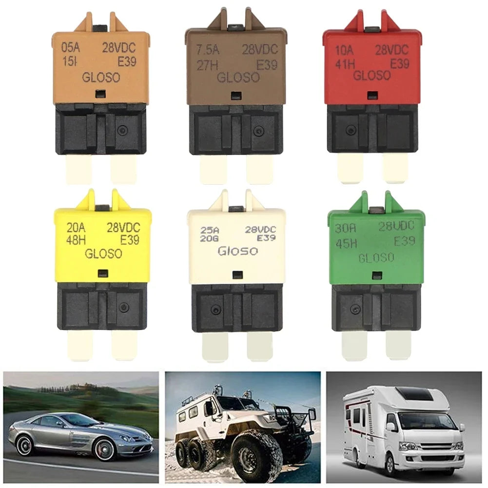 1 Circuit Breaker Blade Fuse 12V 24V Resettable 5-30A Marine RVs