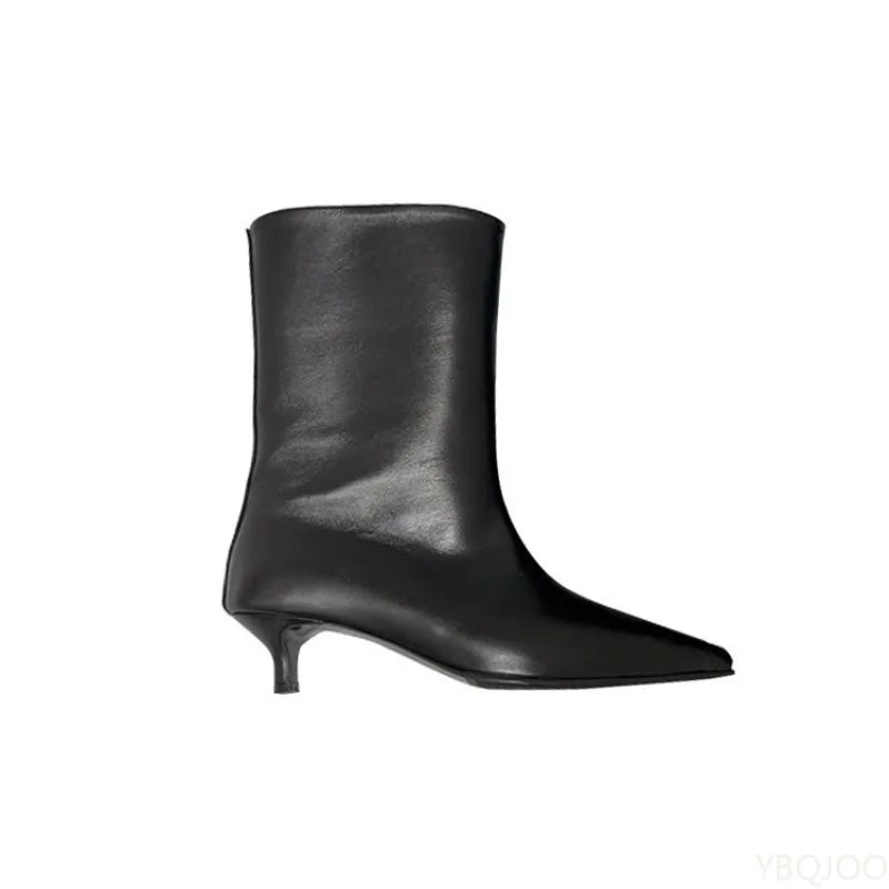 Women's Kitten Heel Pointed Toe Mid-Calf Boots | Retro Style