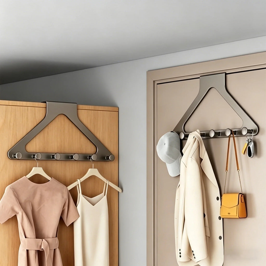 Z-Shape Metal Door Hook Organizer | 6-Hook Cabinet Hanger