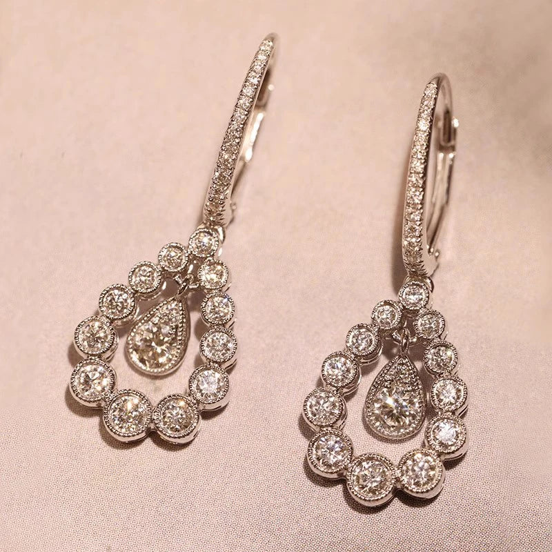 Huitan Waterdrop Drop Earrings – Sparkling Cubic Zirconia
