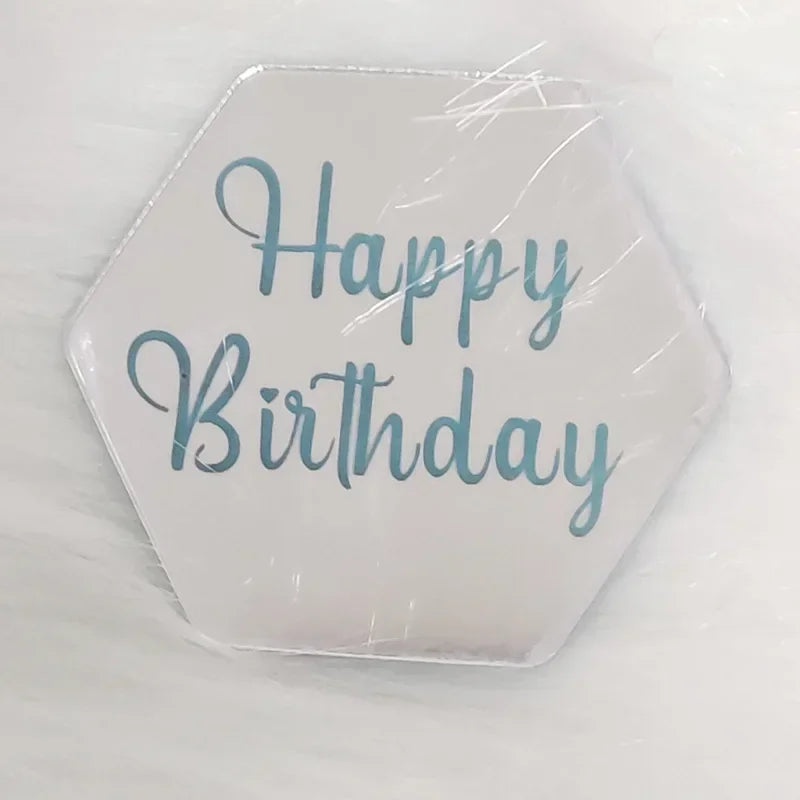 Happy Birthday Cupcake Toppers Gold Acrylic Circle Dessert Cake DIY